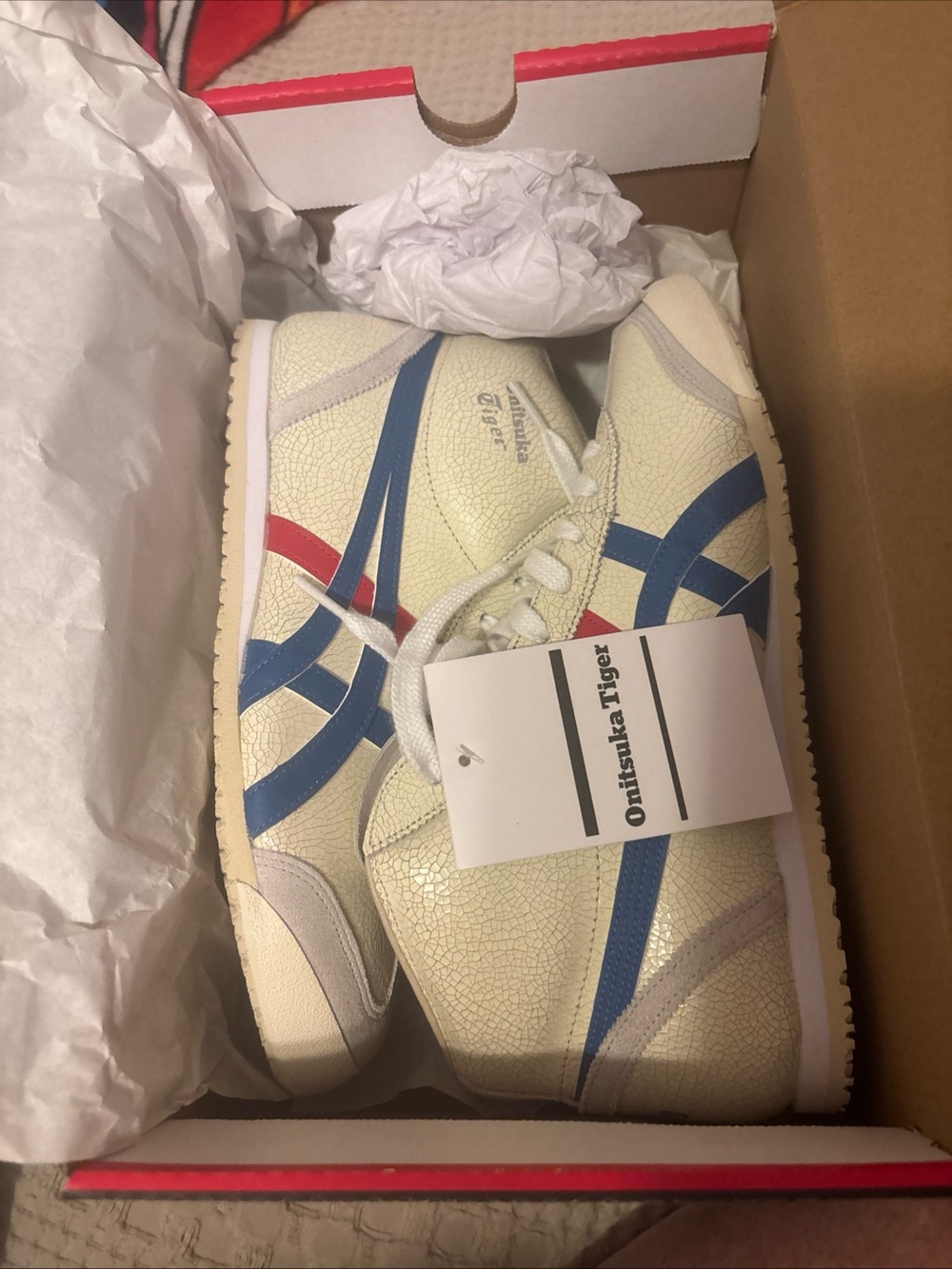 Onitsuka Tiger by Asics White and Blue Athletic Shoes